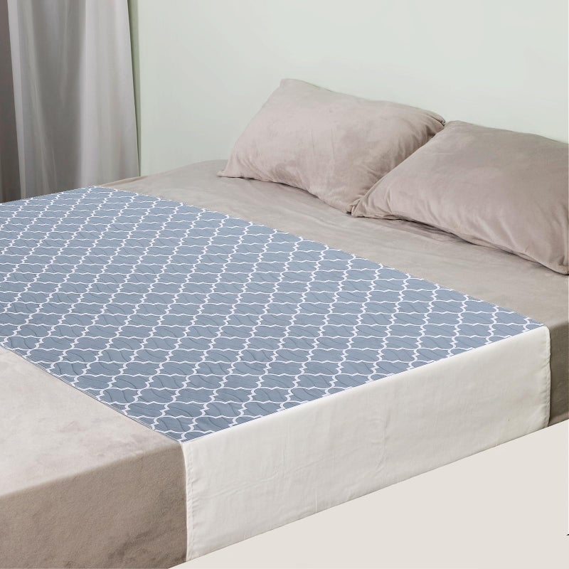 OUTCREATOR Saddle Style Bed Pad with Tuckin Sides 34 x 76 Reusable Incontinence Underpad Absorbent Waterproof Washable Quilted Tuckable Mattress Protector for Adults Elderly Kids Pets Gray